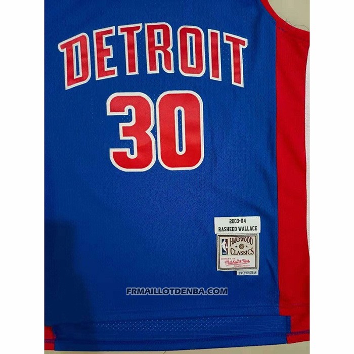 Maillot Detroit Pistons Rasheed Wallace NO 30 Mitchell & Ness 2003-04 Bleu
